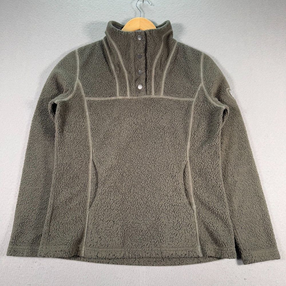 Kuhl Avalon Snap-T Sweater Womens XS Green Pullover Fleece Fuzzy Warm Outdoors